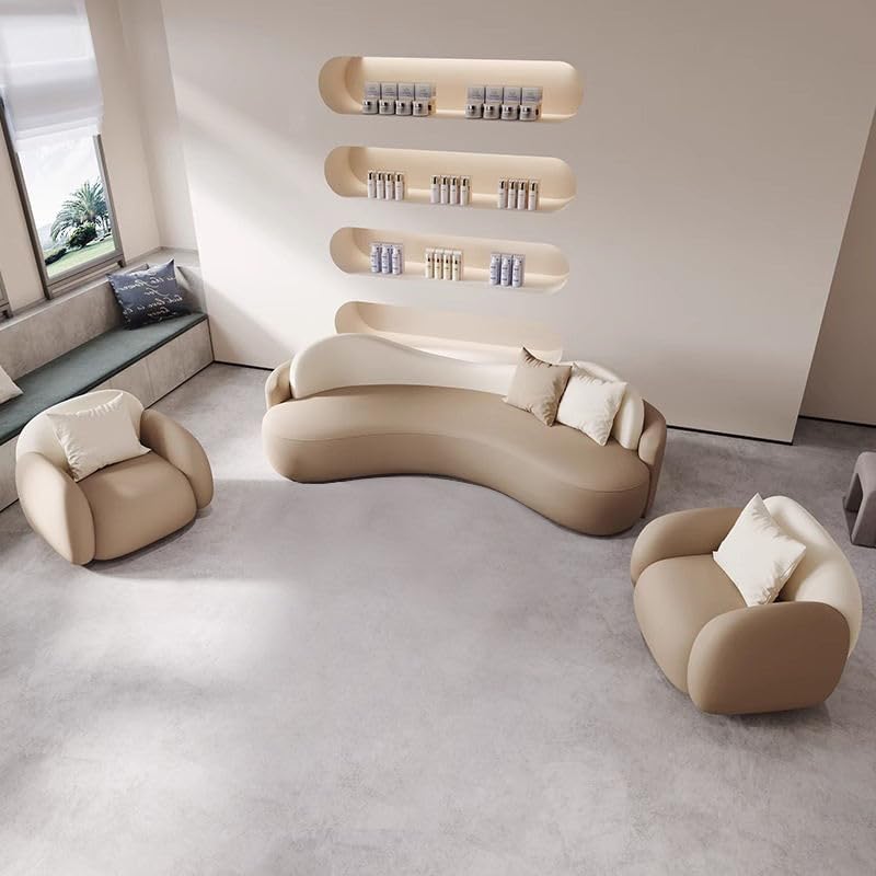 Aroma Homes Modern Minimalist Living Room Sofa Set - Luxury Curved 3-Seater Sofa with Plush Armchairs - Image 2